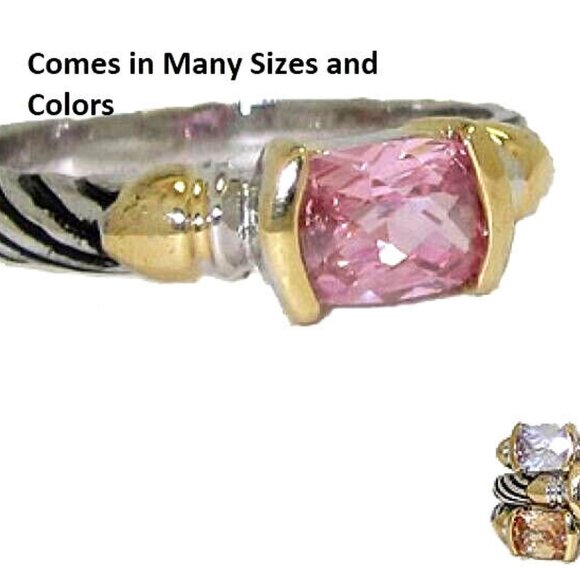 Cable stack ring champagne pink jet white green lavender Sizes 5 - 10 NWT - Picture 3 of 12